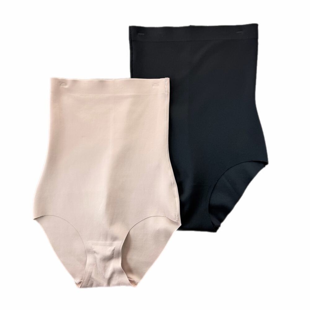 Skinnygirl Shapewear Bundle of 2 Black Tan High Rise Briefs Slimming Underwear